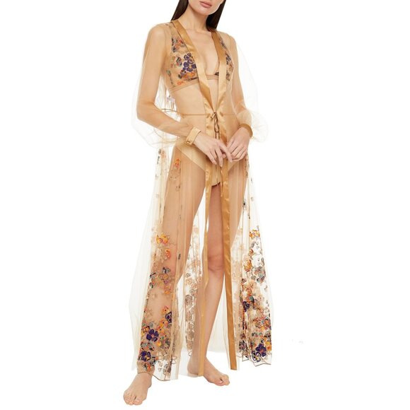 I.D. Sarrieri Other - I.D. Sarrieri Embroidered Tulle Robe, Floral Sheer Luxury | NWT Size S | $1795